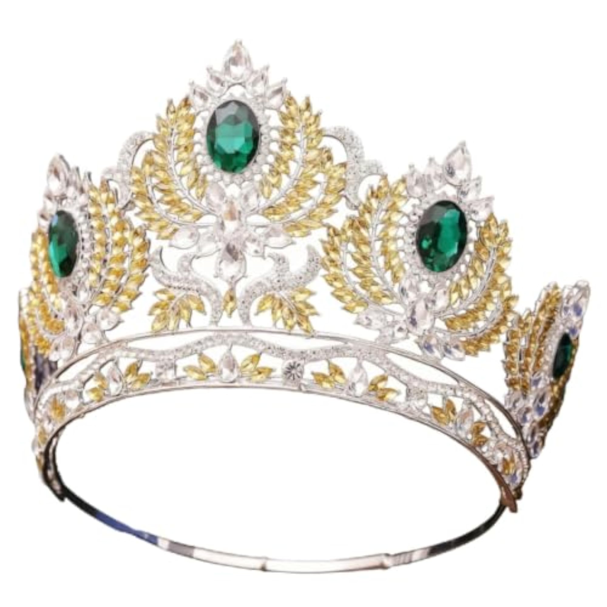 Bridal Tiara Crown with Crystals, Gold-Tone Baroque